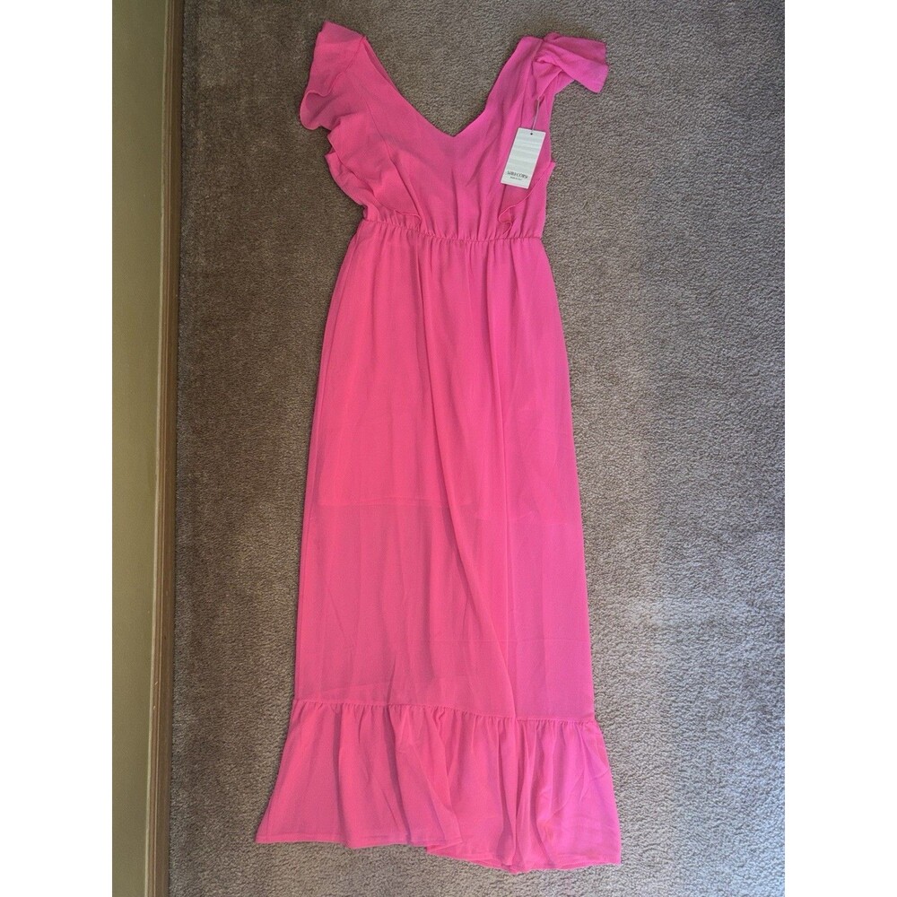 Sara Corsi Made In Italy Women’s Fuschia Dress Size Small Ruffles Built In Slip